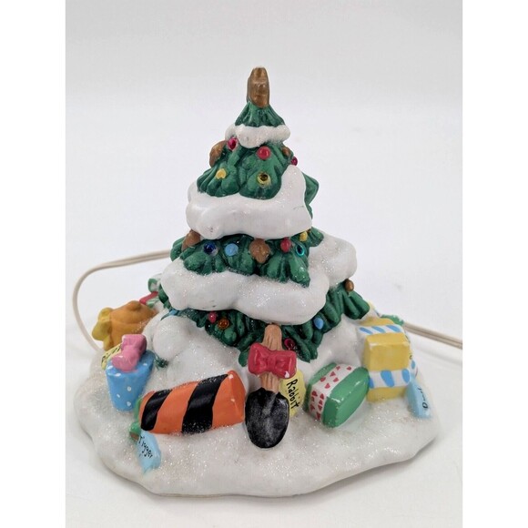 Disney Winnie the Pooh Porcelain Lighted Snowy Christmas Tree Vintage Works - Picture 13 of 13